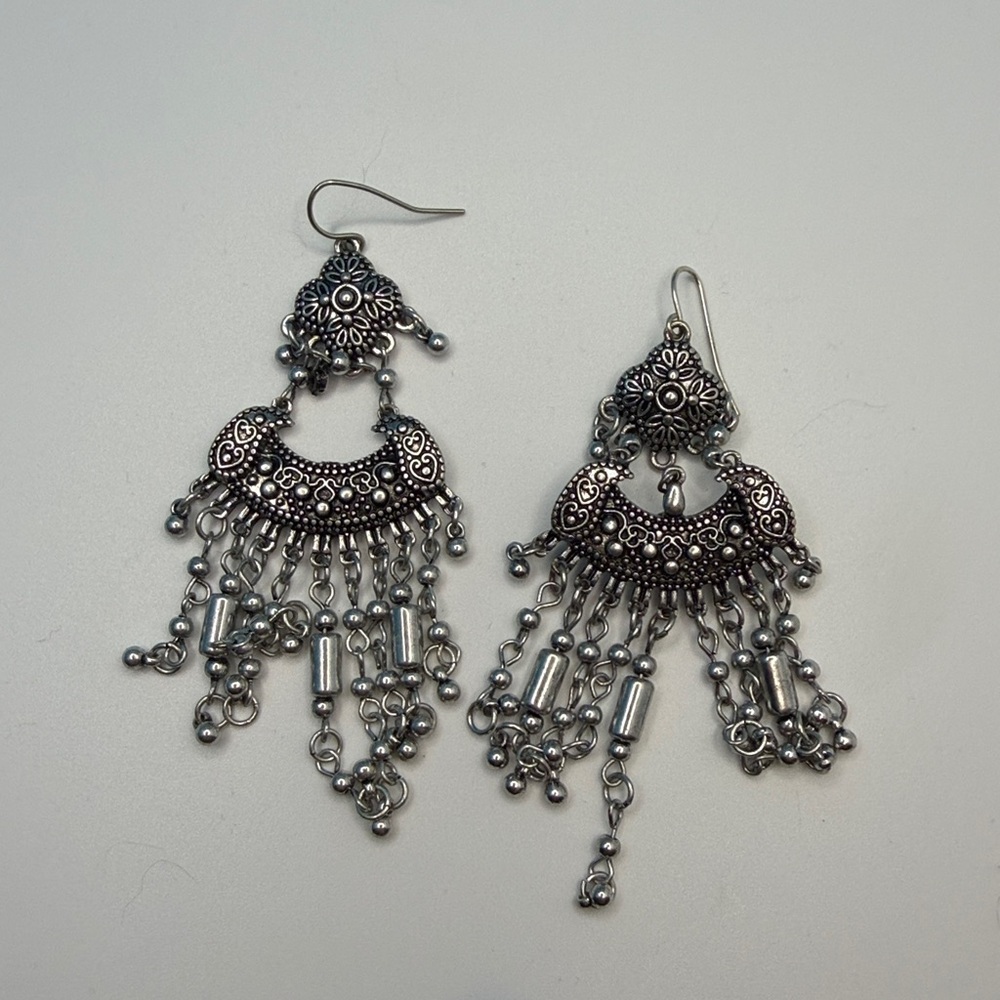 Elegant Silver Chandelier Earrings